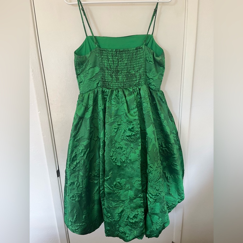 Anthropologie green jacquard hi-lo bubble dress - Picture 5 of 10